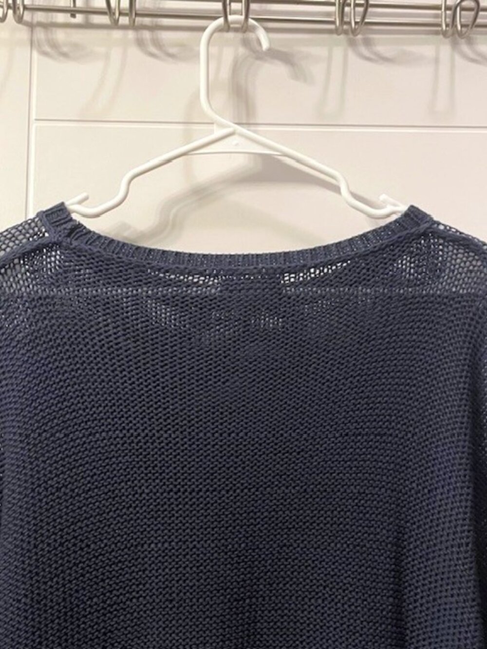 Wooden Ships Open Knit Sweater Navy Blue Small/Medium Coastal Beachy Nautical - Picture 6 of 13